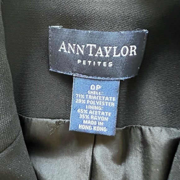 Ann Taylor Petites Womens Size 0P Black Three-Button Blazer Jacket Fully Lined - Picture 6 of 6